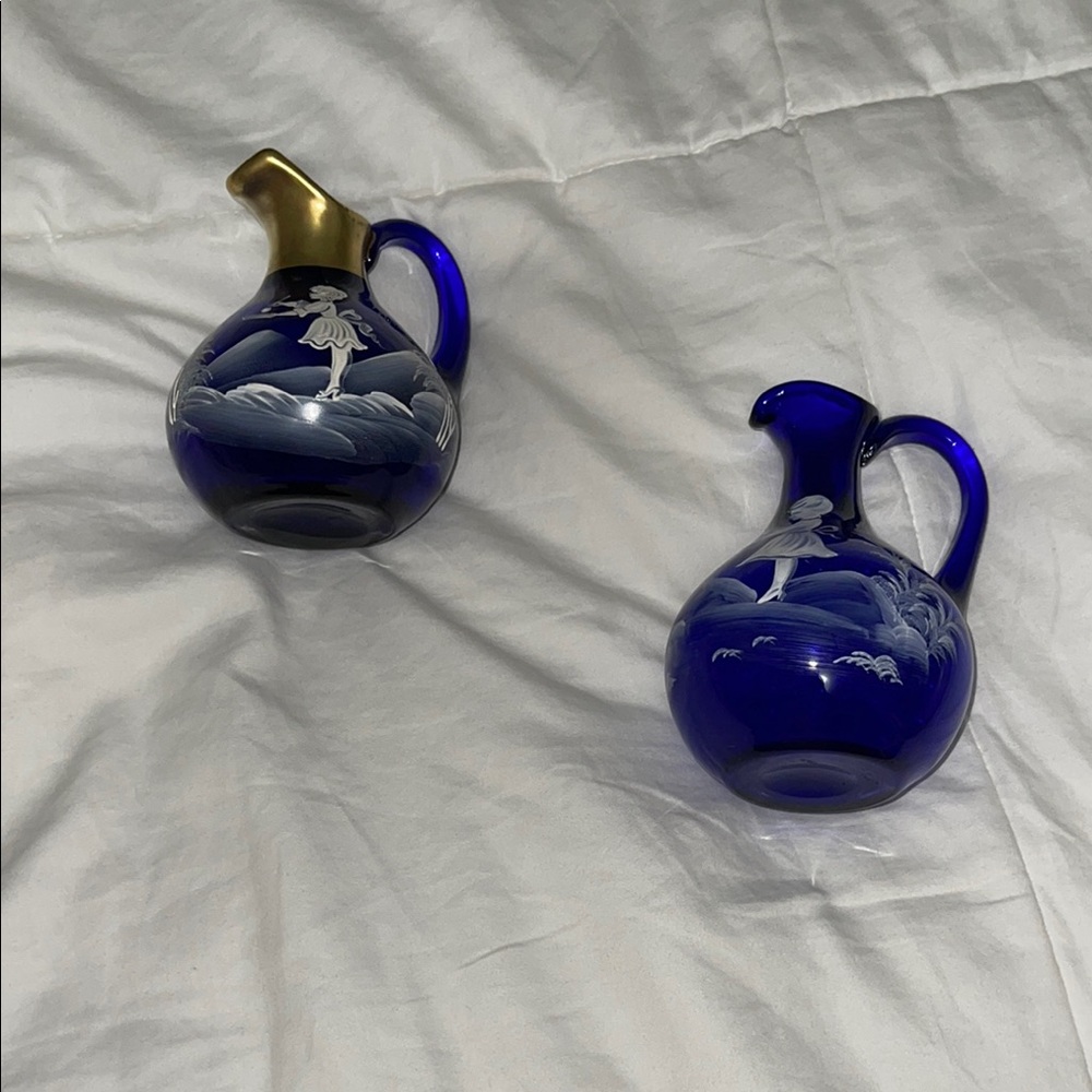 Elegant Blue and Gold Decorative Vases
